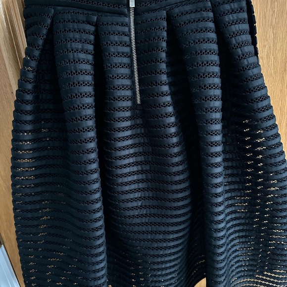 Maje Black A-Line Perforated Skirt Size 3 (S) | High Waist Circle Midi - Picture 2 of 5
